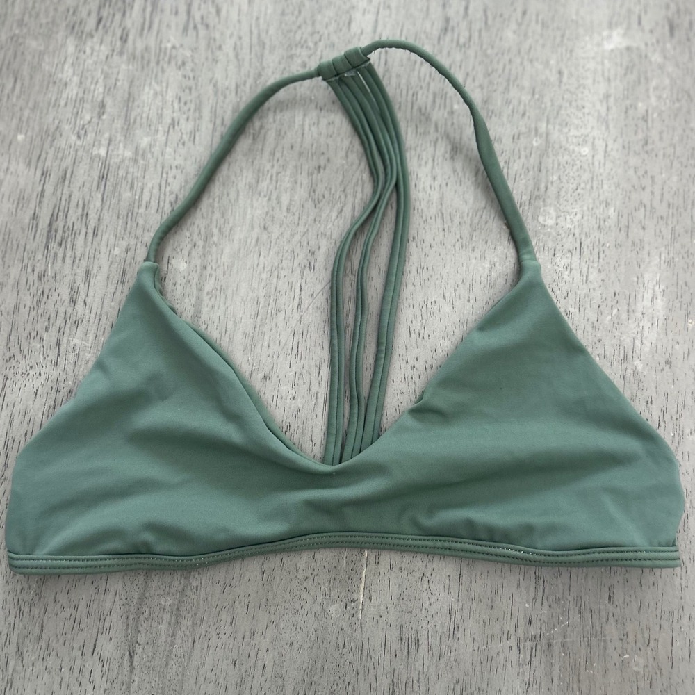 Plumeria Swimwear Olive Green Multi Strap Racerback Bikini Top Size M